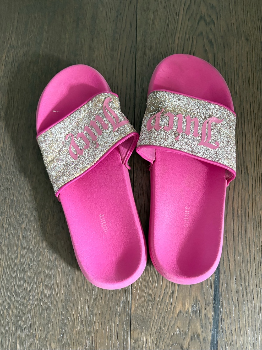 Juicy couture pink girls youth beach flip flops sz 4Y